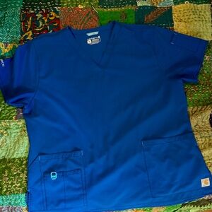 Carhartt Force Royal Blue Modern Fit Scrub Top XL